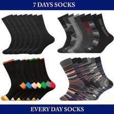 Mens Socks 7 Pairs Days of the Week Cotton Rich Casual Smart Sock Multipack 6-11