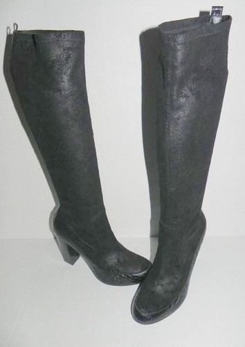 Bottes Cuir Noir Hautes Femme Donald J Pliner - Pointure US 8, Bout Pointu, Stretch - Neuves Sans Boîte