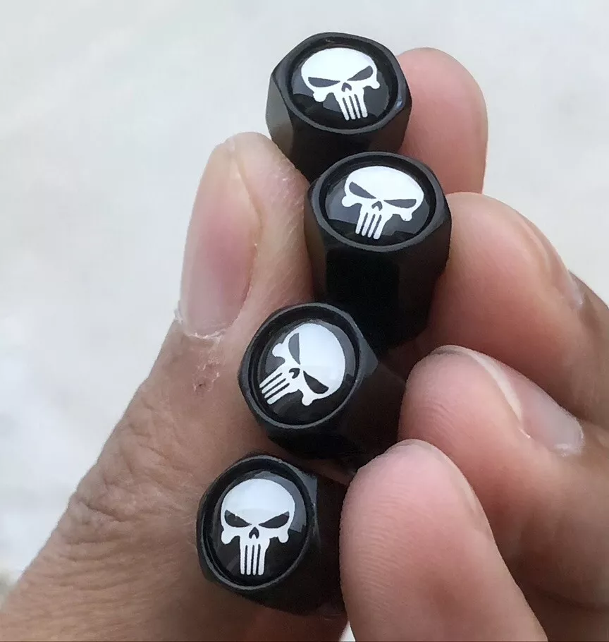 1 Set of Punisher Tire Valve Stem Caps For Car Truck Standard