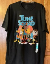 Looney Tunes Squad Mens Space Jam Graphic T-Shirt Black Crew Neck Cotton XL New
