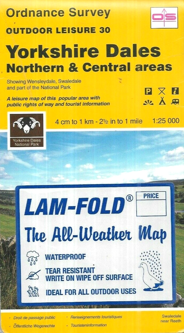 Yorkshire Dales:  Northern & Central Areas:  All Weather Map by Ordnance Survey