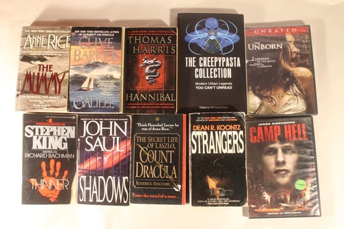 Lot of 10 Horror Novels & DVD's - Clive Barker, Stephen King, Anne Rice, Koontz