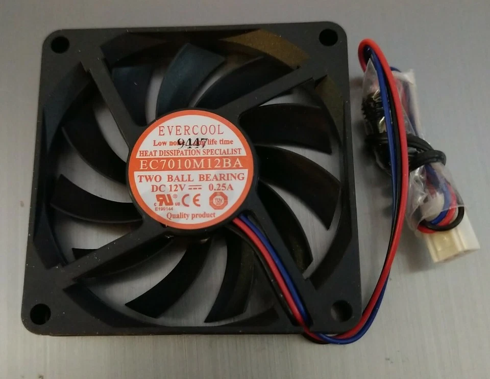 Evercool EC7010M12BA 70mm x 10mm Dual Ball Bearing 3 Pin PWM CPU Replacement Fan - Image 2 of 3