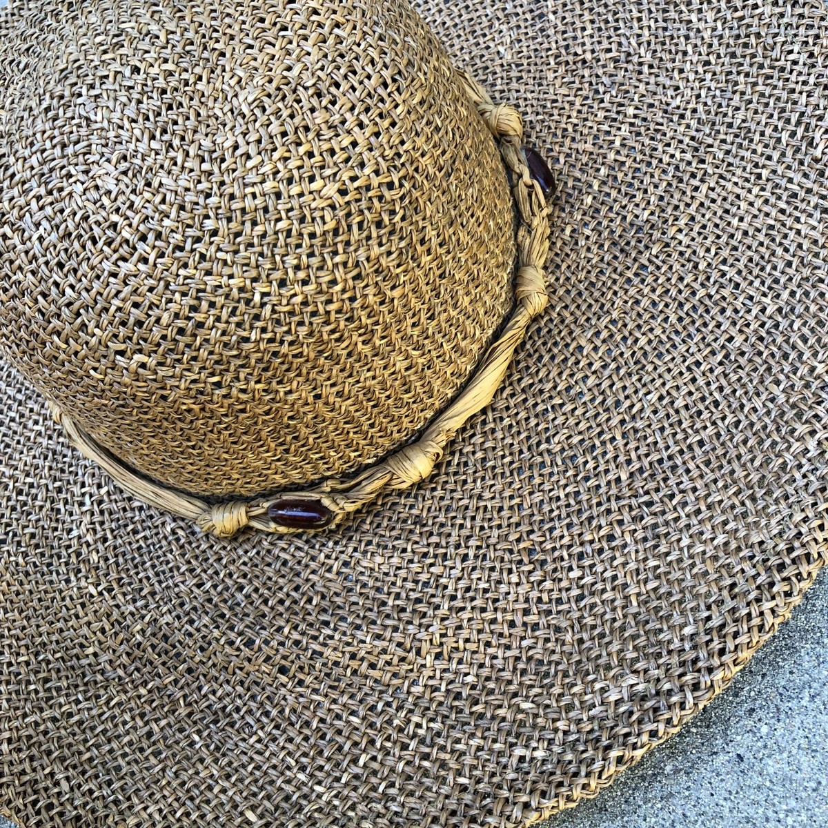 VTG LIZ CLAIBORNE Paper Sun Hat Womens One Size Woven Brown Wide