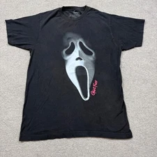 Ghost Face Graphic T Shirt Men's Size M Black Short Sleeve Horror Movie Tee