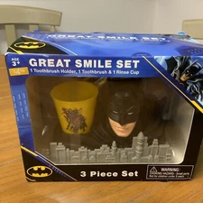 Batman DC Comics Travel Toothbrush, Holder & Rinse Cup Super Smile Set NEW
