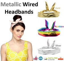 Metallic Wired Headband - Gold Silver Rainbow Hair Band for Parties & Dress