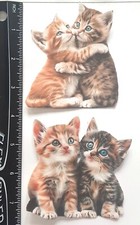 Lot of 2 Love Cats Kittens Hugging SINGLE LAYER Embellishments 153