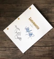 Labyrinth Movie Script 80 Pages, Jennifer Connelly and David Bowie Autographs