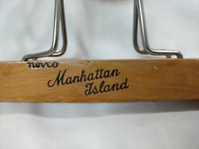 VTG Wood Manhattan Island PANT HANGER Skirt Nevco Natural Felted 10" Metal Hook