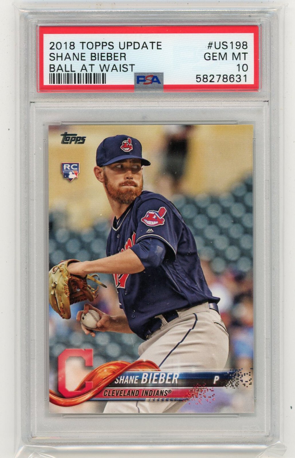 2018 Topps Update Shane Bieber Ball At Waist #US198 PSA 10 Gem Mint
