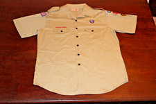 Boy Scouts of America BSA Men's Shirt Tan X-Large Sewn Patches Short Sleeve