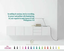 Philippians 4:6 Anxious Prayer God Bible Verse Wall Quote Vinyl Decal Sticker