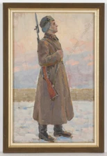 Fedor Zagorodnyuk (1922-2004), "Sentry", Soviet Socialist Realism, 1964