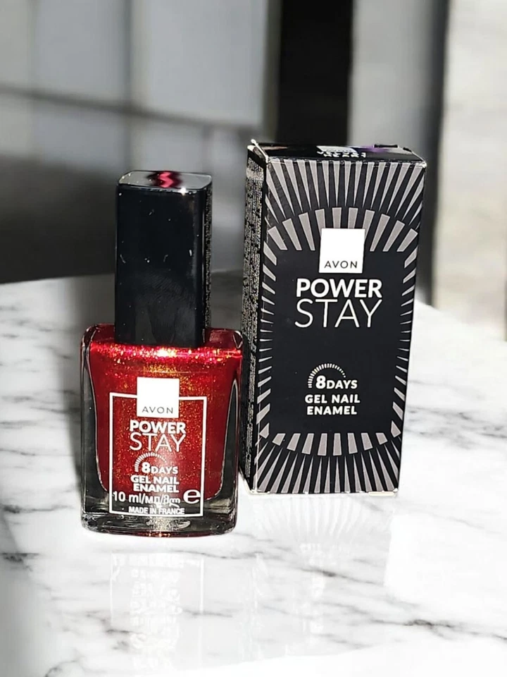 Avon Power Stay Gel Nagellack 8 Tage Farbe Velvet Heart Glimmer Rot Gold Vamp - Bild 4 von 4