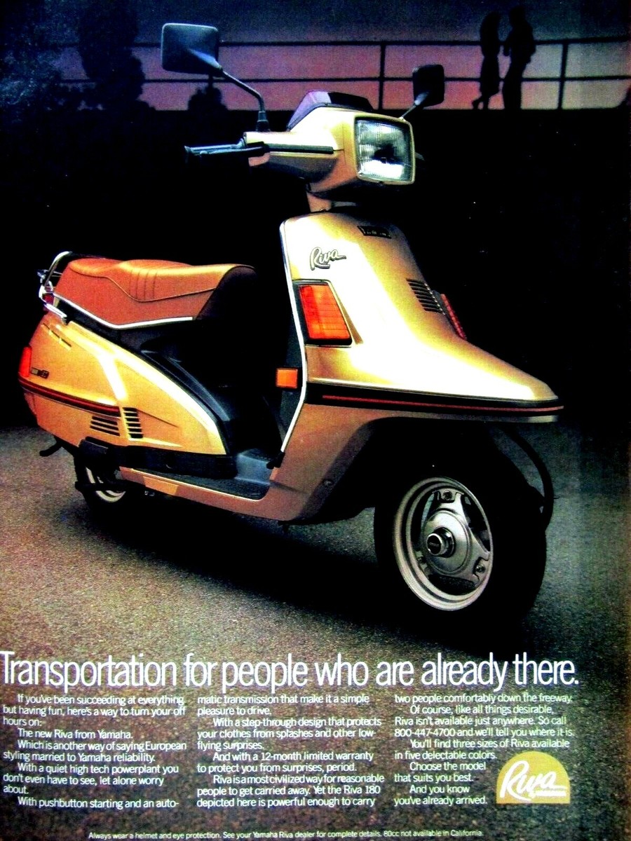 1984 Yamaha Riva 80 CC Vintage Original Print Ad 8.5 x 11