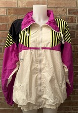 Vintage 80s 90s Track Warm Up Windbreaker Jacket Color Block Retro New Wave