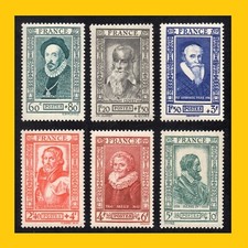 SERIE 6 FRANCE 1943 - CELEBRITES DU XVI° SIECLE - N° 587 A 592 NEUFS **