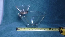 Vintage Retro Mid Century  Clear Glass Chip & Dip Set Bowls