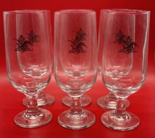 Anheuser-Busch A&Eagle Black Emblem Stemmed Glasses Set Of Six (6)
