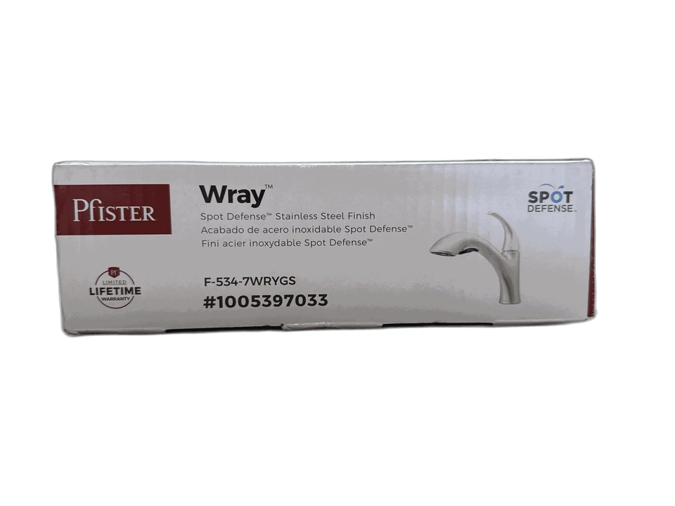 Pfister Wray Single-Handle Pull-Out Kitchen Faucet w/ Deckplate, Stainless Steel