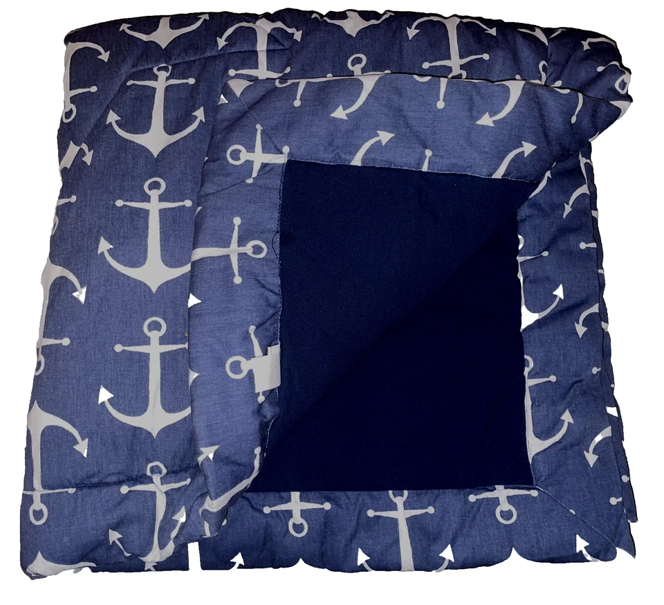 Edredón Teepee Joy Denim Estampado de Ancla Náutica Cuna/Manta Niño Pequeño 42x45 Foto 2 de 3