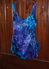 VINTAGE Robby Len 1990s Blue With Floral One Piece Women  s Swim Bathing Suit 8