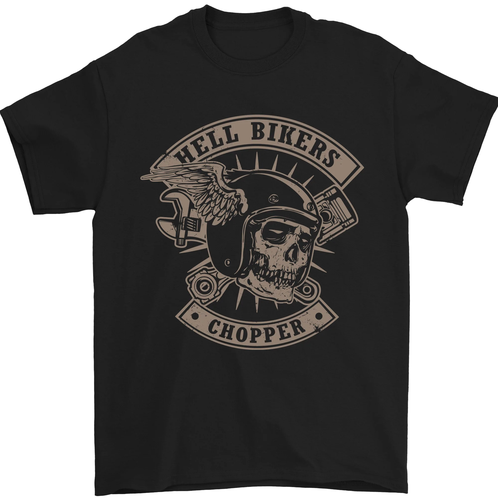 Hell Bikers Chopper Biker Skull Motorcycle Mens T-Shirt 100% Cotton