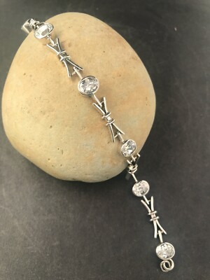 ECHTES FACETTIERTES WEISSTOPAS ARMBAND 925 STERLINGSILBER SCHNELLER KOSTENLOSER VERSAND!!