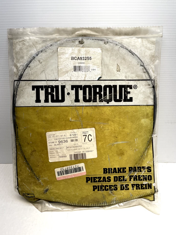 Cable de freno de estacionamiento trasero izquierdo Tru Torqe BCA93255 sin eje Dana Foto 4 de 4