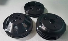 Sbc Black Aluminum Long Water Pump 2g Crank 3g Power Steering 2g Pulley Set