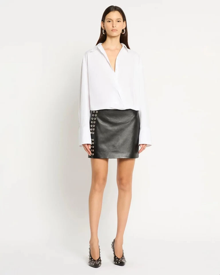 BNWT SASS & BIDE 'The Serenade' Embellished Leather Mini Skirt - Size 12 - $590 - Image 3 of 4