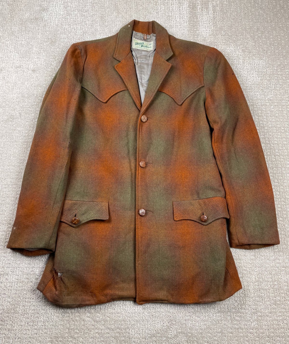 Vintage 60s Tregos Westwear Blazer Men XL? Plaid Wool Western Ranch Oklahoma USA