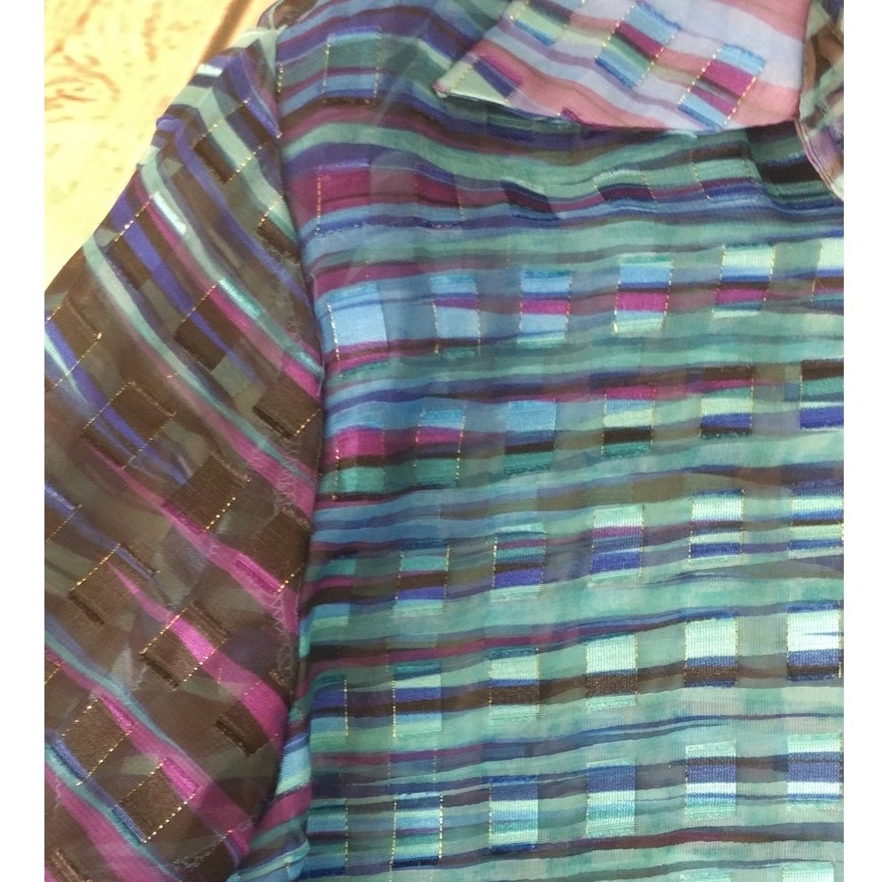 Patchington Multicolored Sheer Button Front Shirt… - image 4