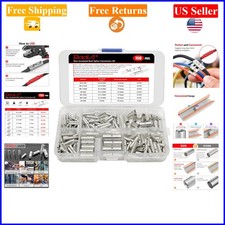 150 PCS Non-Insulated Copper Butt Connectors Kit 26-8 Gauge for Marine  Auto...