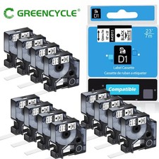 For Dymo D1 12mm Label Tape Black on White 45013 S0720530 Cassette 1/2" 12Packs
