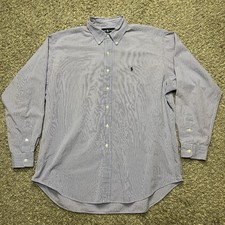 Vintage Ralph Lauren Men Shirt XL Blake Check Purple Button Long Sleeve Cotton