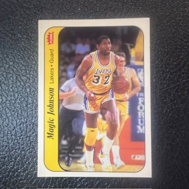 1986 FLEER STICKER MAGIC JOHNSON #7 LA LAKERS  NM OR BETTER