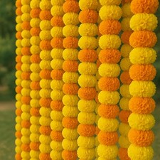 Marigold Garland for Diwali Decorations Pack of 10 - Marigold Artificial Flow...