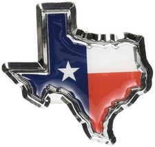 Texas Flag in Shape of Texas Chrome Metal Auto Emblem