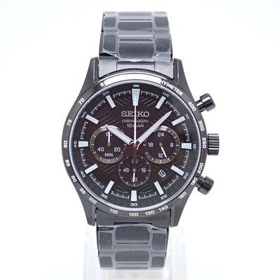 Seiko Chronograph SSB415P1 Quartz Steel Men s Watch Date Black Dial From Japan