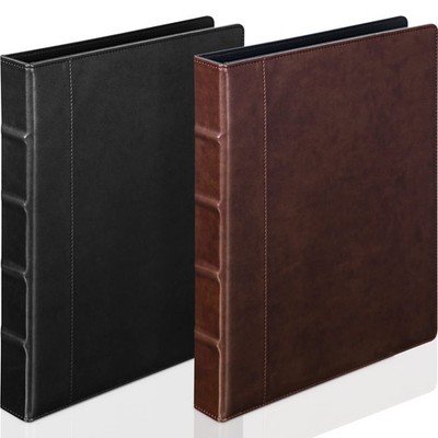 2 Pcs Vintage Hardback 3 Ring Binder Professional Leather Organizer Round Rings