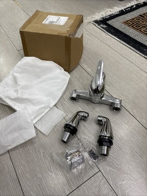 Chrom Bad Waschtischarmatur Mischbatterie mit Warm & Kalt Einlass Anschlüssen - Modern