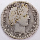 1903-O Barber Silver Quarter, Fine  Circulated Collectible Coin, Store #QR0441