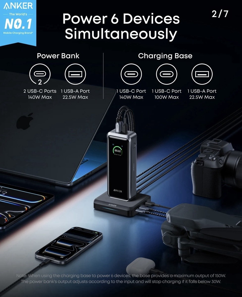 Anker Prime Power Bank (26K, 300W) with Charging Base | eBay