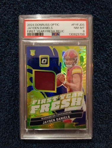 2024 Panini Donruss Optic First Year Fresh  Relic Jayden Daniels #FYF-JDS PSA 8