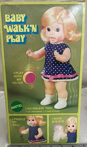 1968  Mattel WALK & TALK Doll Dress Clothes Blue & White Polka Dots