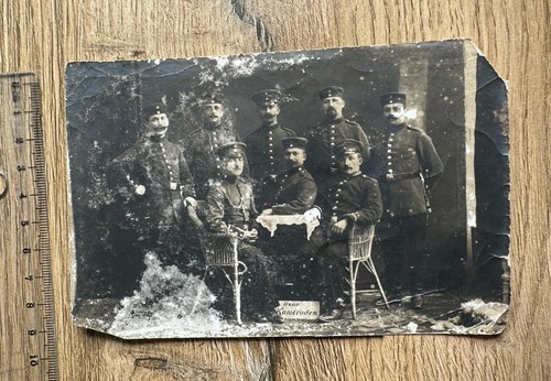 PK Front Foto Gruppe Soldaten Offiziere Bajonett 1.Wk