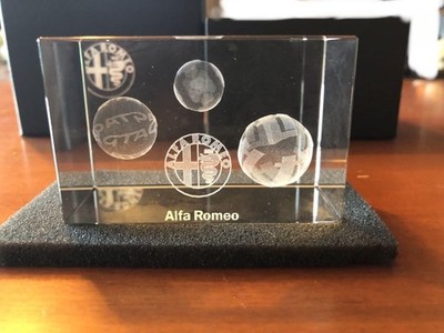 Alfa Romeo G T A 3D Leather Logo Crystal Paperweight New