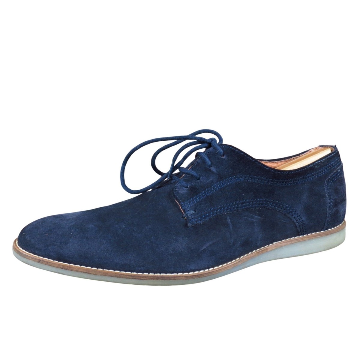 Bar III Brad Mens Dress Shoes Size 9.5 Navy Blue Suede Lace-Up Casual Oxford